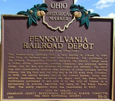 Pennsylvania Railroad Depot Marker (side B) image. Click for full size.