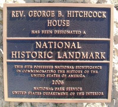Rev. George B. Hitchcock House NHL Marker image. Click for full size.
