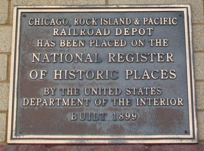 Chicago, Rock Island & Pacific Railroad Depot NRHP Marker. Click for full size. Chicago, Rock Island & Pacific Railroad Depot NRHP Marker image. Click for full size.