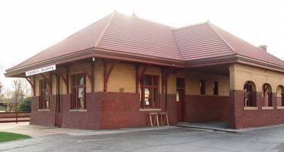 Chicago, Rock Island & Pacific Railroad Depot and Marker. Click for full size. Chicago, Rock Island & Pacific Railroad Depot and Marker image. Click for full size.