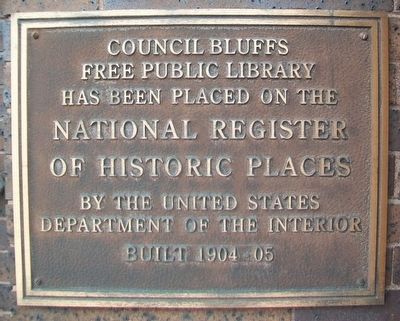 Council Bluffs Free Public Library NRHP Marker image. Click for full size.