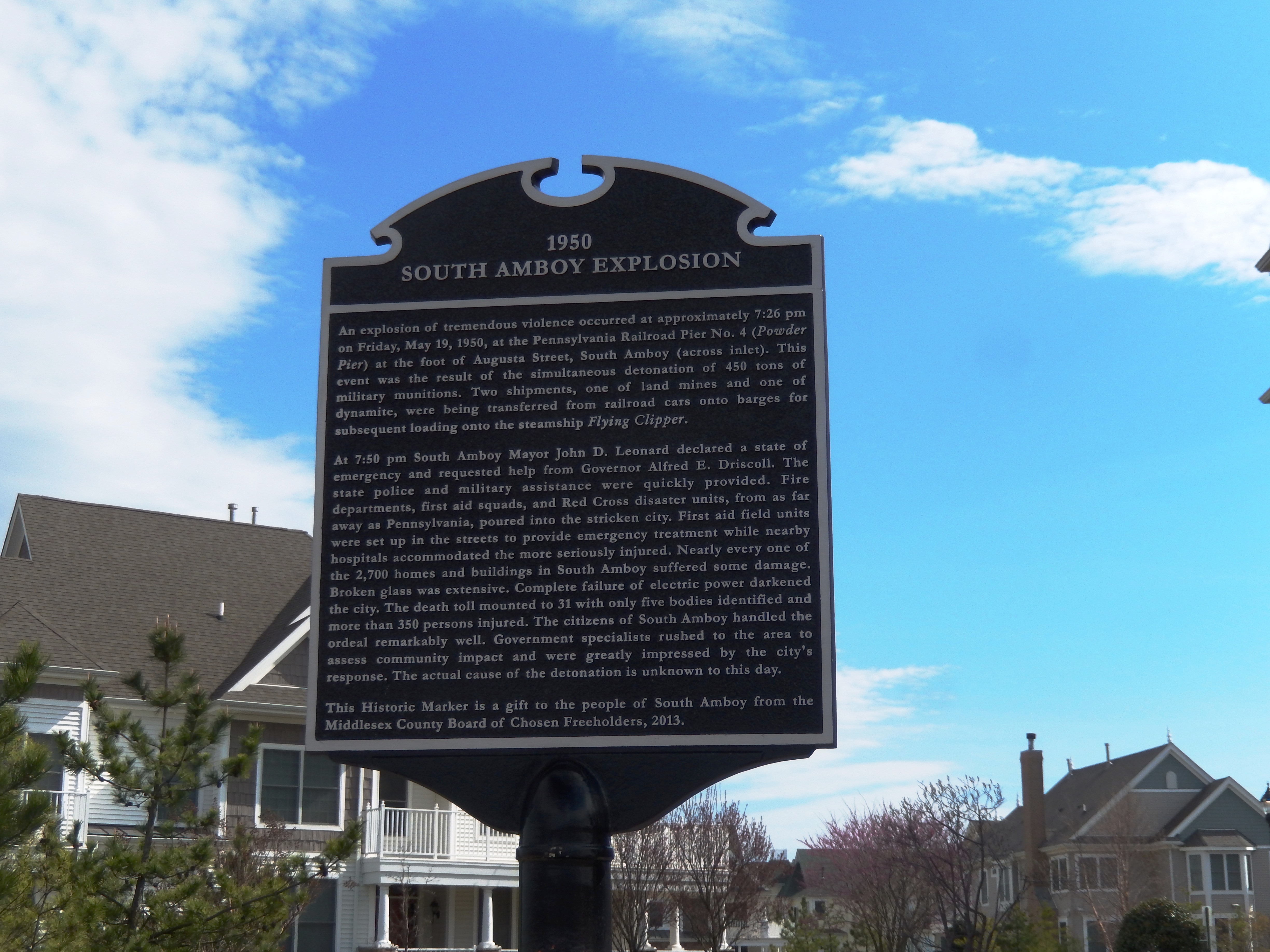 1950 South Amboy Explosion Marker