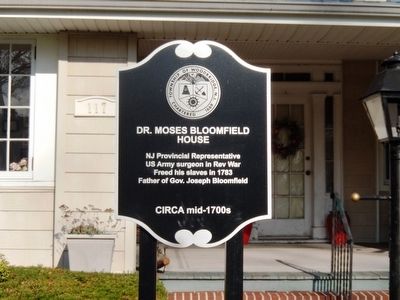 Dr. Moses Bloomfield House Marker. Click for full size. Dr. Moses Bloomfield House Marker image. Click for full size.