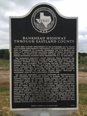 Bankhead Highway Through Eastland County Texas Historical Marker. Click for full size. Bankhead Highway Through Eastland County Texas Historical Marker image. Click for full size.