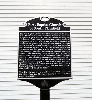First Baptist Church of South Plainfield Marker image. Click for full size.