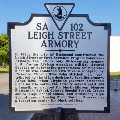 Leigh Street Armory Marker image. Click for full size.