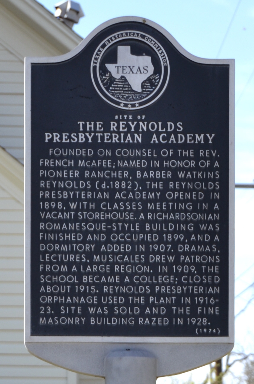 Site of the Reynolds Presbyterian Academy Marker