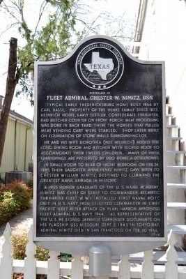 Birthplace of Fleet Admiral Chester W. Nimitz, USN Marker image. Click for full size.