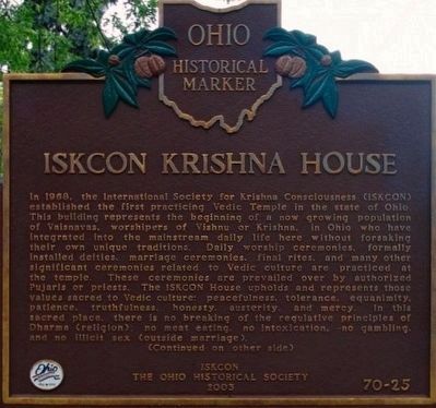 Iskcon Krishna House Marker image. Click for full size.