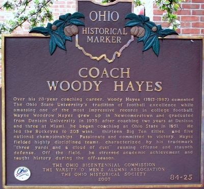 Coach Woody Hayes Marker image. Click for full size.