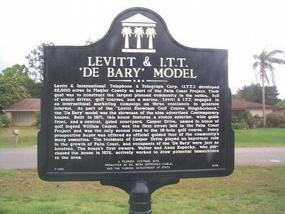 Levitt & I.T.T. 'De Bary' Model Marker image. Click for full size.