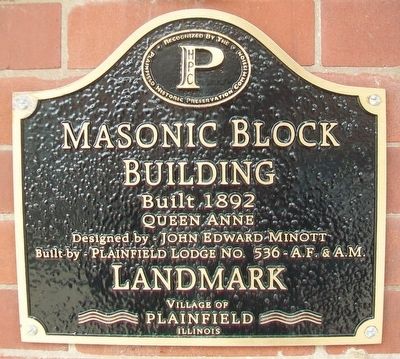 Masonic Block Building Landmark Marker image. Click for full size.