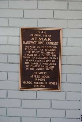 Original Site of Almar Manufacturing Company Marker. Click for full size. Original Site of Almar Manufacturing Company Marker image. Click for full size.