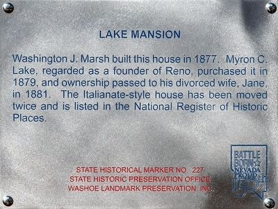 Lake Mansion Marker image. Click for full size.