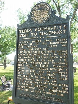 Teddy Roosevelts's Visit to Edgemont Marker (<i>side 2</i>). Click for full size. Teddy Roosevelts's Visit to Edgemont Marker (<i>side 2</i>) image. Click for full size.