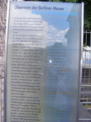 Remains of the Berlin Wall Marker image. Click for full size.