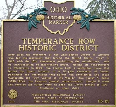 Temperance Row Historic District Marker image. Click for full size.