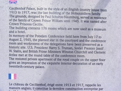 Cecilienhof Palace Marker image. Click for full size.
