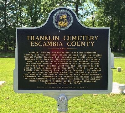 Franklin Cemetery Marker image. Click for full size.
