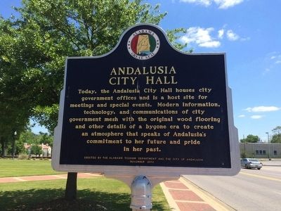 Andalusia City Hall marker.. Click for full size. Andalusia City Hall marker. image. Click for full size.