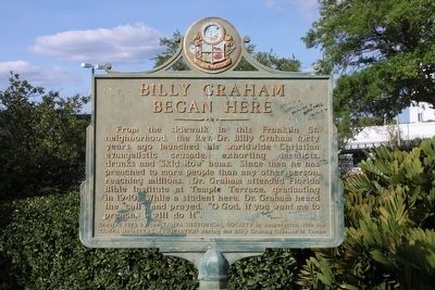 Billy Graham Began Here Marker image. Click for full size.