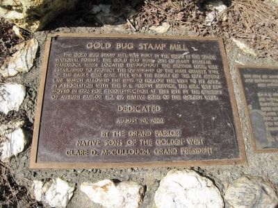 Gold Bug Stamp Mill Marker. Click for full size. Gold Bug Stamp Mill Marker image. Click for full size.