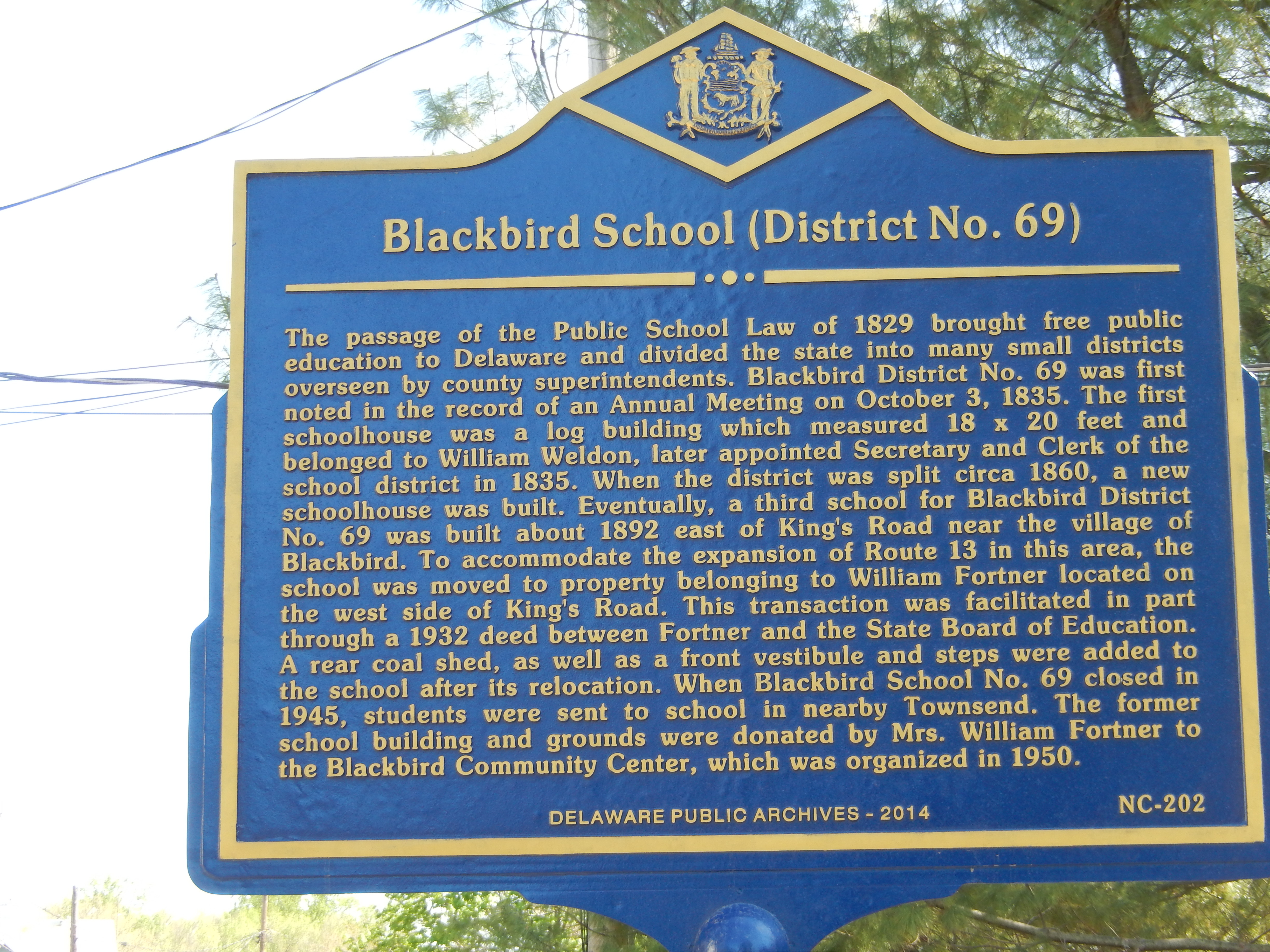 Blackbird School (District No. 69) Marker