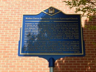 Mother Union American Methodist Episcopal Church Marker image. Click for full size.
