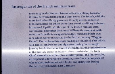 Passenger Car of the French Military Train Marker image. Click for full size.
