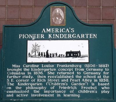 America’s Pioneer Kindergarten Marker image. Click for full size.