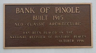 Bank of Pinole Marker image. Click for full size.