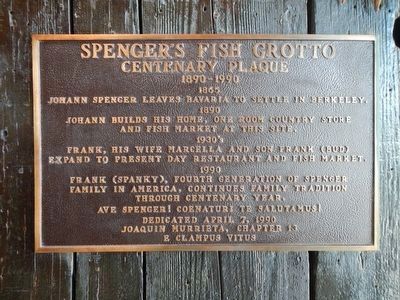 Spencer's Fish Grotto -- Centenary Plaque image. Click for full size.