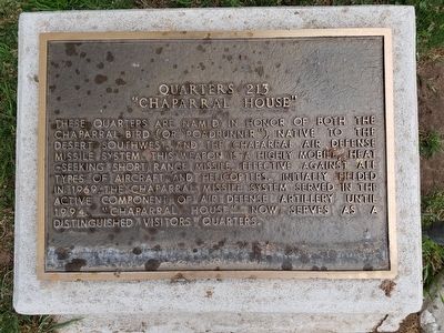 Quarters 213, Chaparral House Marker image. Click for full size.