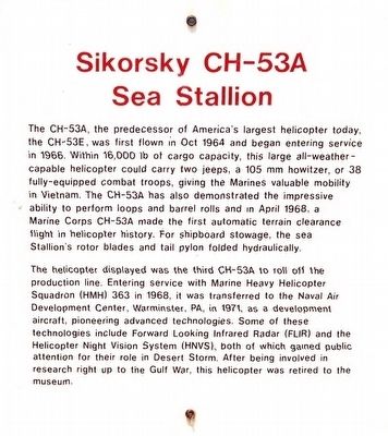 Sikorsky CH-53A Sea Stallion Marker image. Click for full size.