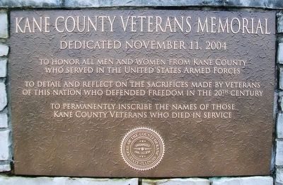 Kane County Veterans Memorial Marker image. Click for full size.