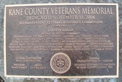 Kane County Veterans Memorial Marker image. Click for full size.