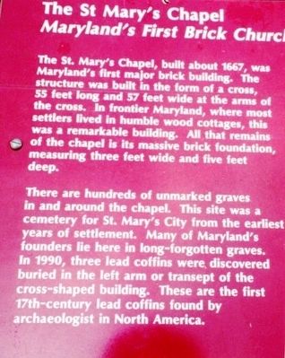 The St. Marys Chapel Marker image. Click for full size.