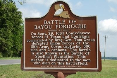 Battle of Bayou Fordoche Marker image. Click for full size.