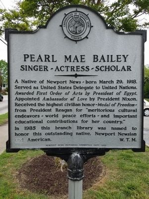 Pearl Mae Bailey Marker. Click for full size. Pearl Mae Bailey Marker image. Click for full size.