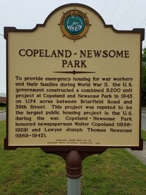 Copeland - Newsome Park Marker. Click for full size. Copeland - Newsome Park Marker image. Click for full size.