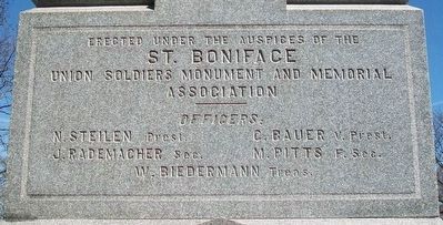 St. Boniface Union Soldiers Monument Sponsors. Click for full size. St. Boniface Union Soldiers Monument Sponsors image. Click for full size.