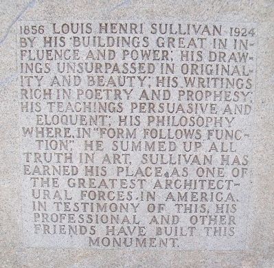 Louis Henri Sullivan Monument. Click for full size. Louis Henri Sullivan Monument image. Click for full size.