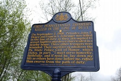 First Pennsylvania Troopers Killed in the Line of Duty Marker image. Click for full size.
