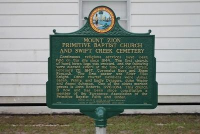 Mount Zion Baptist Church and Swift Creek Cemetery Restored Marker image. Click for full size.