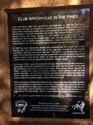 Club Arrowhead in the Pines Marker image. Click for full size.
