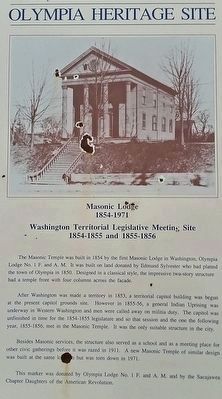 Masonic Lodge 1854-1971, Marker. Click for full size. Masonic Lodge 1854-1971, Marker image. Click for full size.
