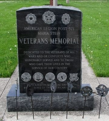 Maria Stein Veterans Memorial Marker image. Click for full size.