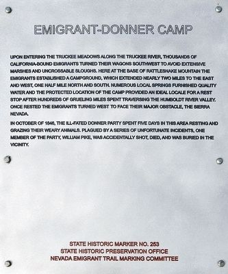 Emigrant-Donner Camp Marker image. Click for full size.