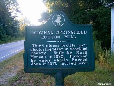 Original Springfield Cotton Mill Marker image. Click for full size.