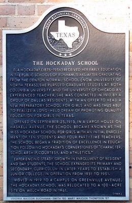 The Hockaday School Marker. Click for full size. The Hockaday School Marker image. Click for full size.